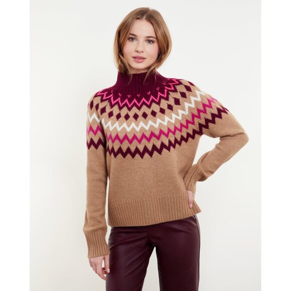I-30. &Isla Sara Oversized Fairisle Mock Neck Sweater Small - Picture 1 of 1